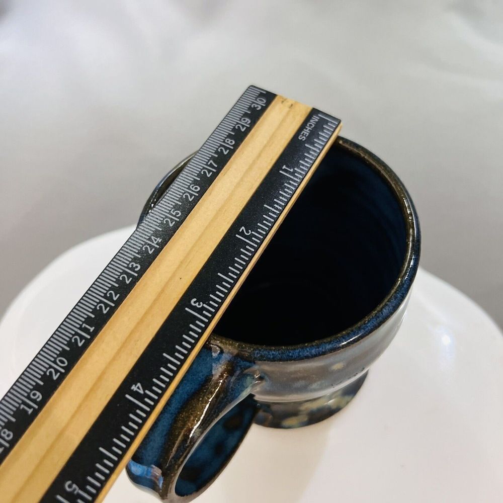 Catherine Honoré Jones Studio Art Pottery Mug chj 05 Peace Brown Black Blue - Picture 6 of 6